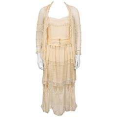 1970's Chloe Feminine Lace Blush Ensemble 11