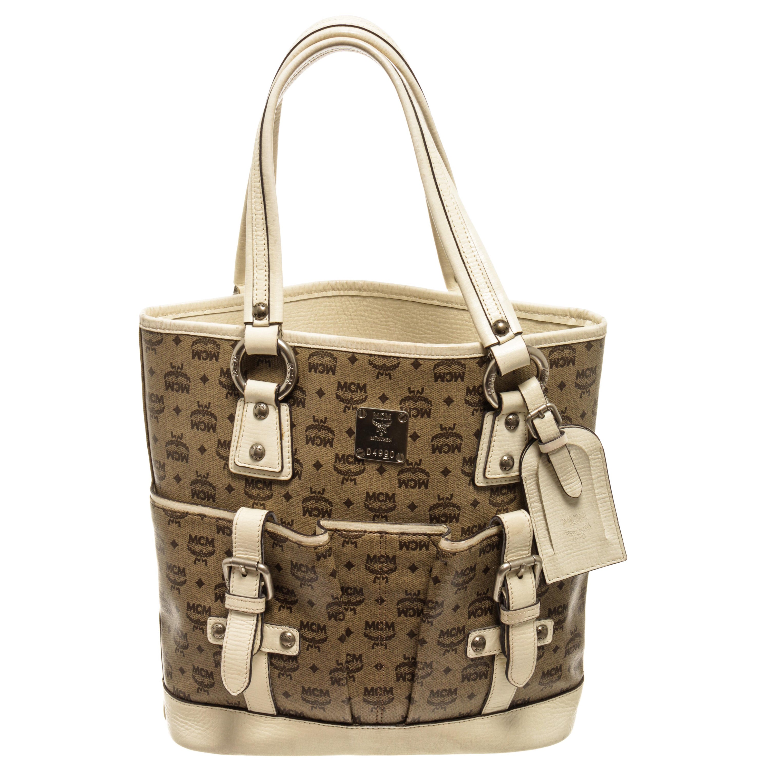 MCM Studded 869337 Black Leather Tote For Sale at 1stDibs