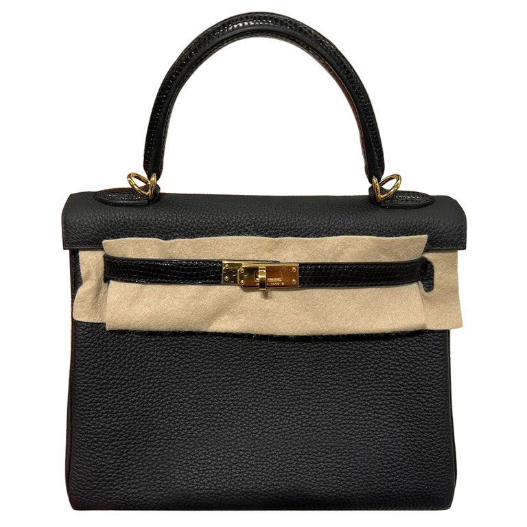 Hermes Birkin 25 Bag Black Lizard Gold Hardware • MIGHTYCHIC