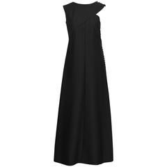 1960's Asymmetrical A-Line Black Gown
