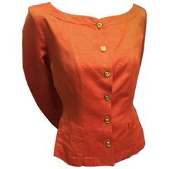1980s Yves Saint Laurent Gold/Orange Faille Jacket 9