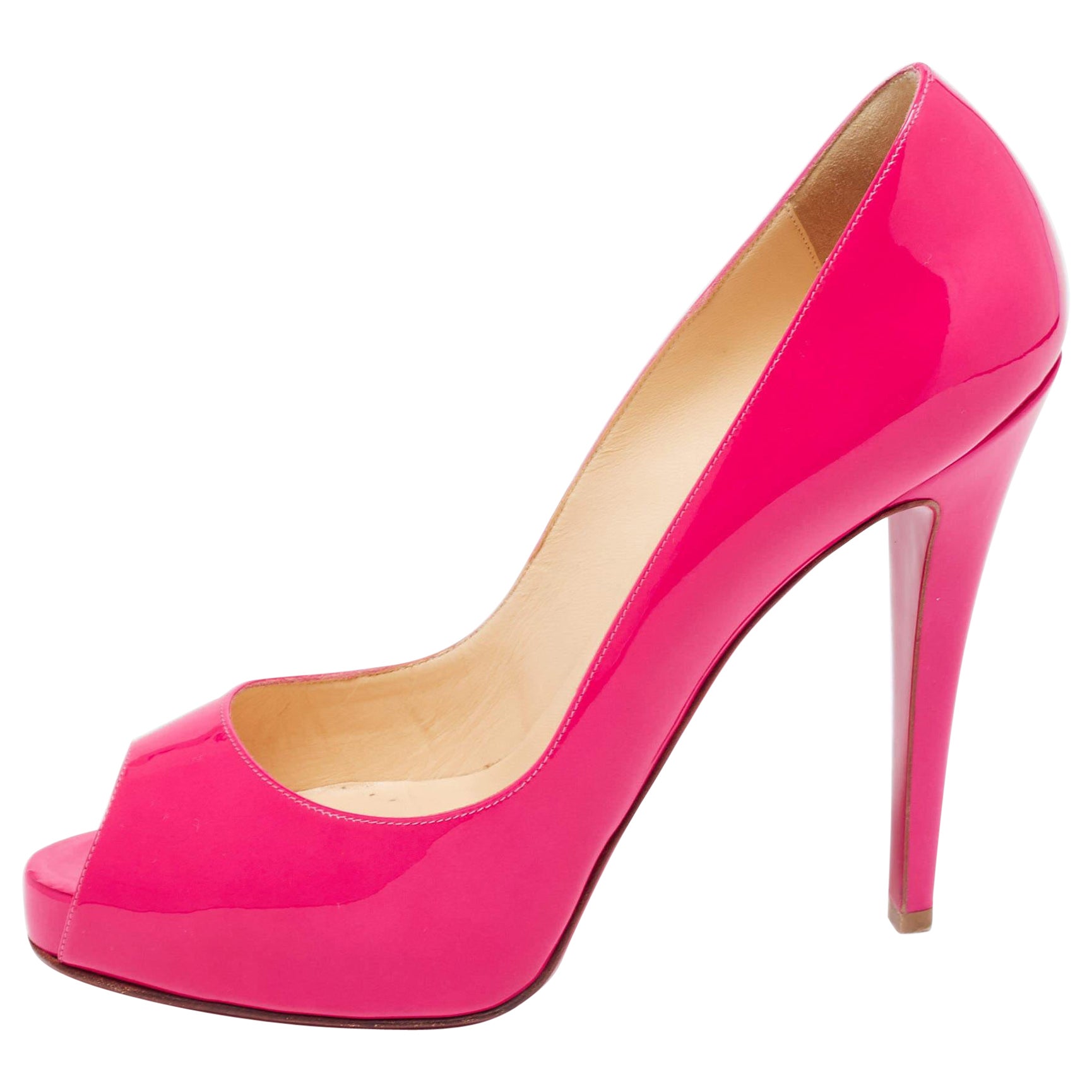 Christian Louboutin Pink Patent Leather New Very Prive Pumps Size 41 For Sale