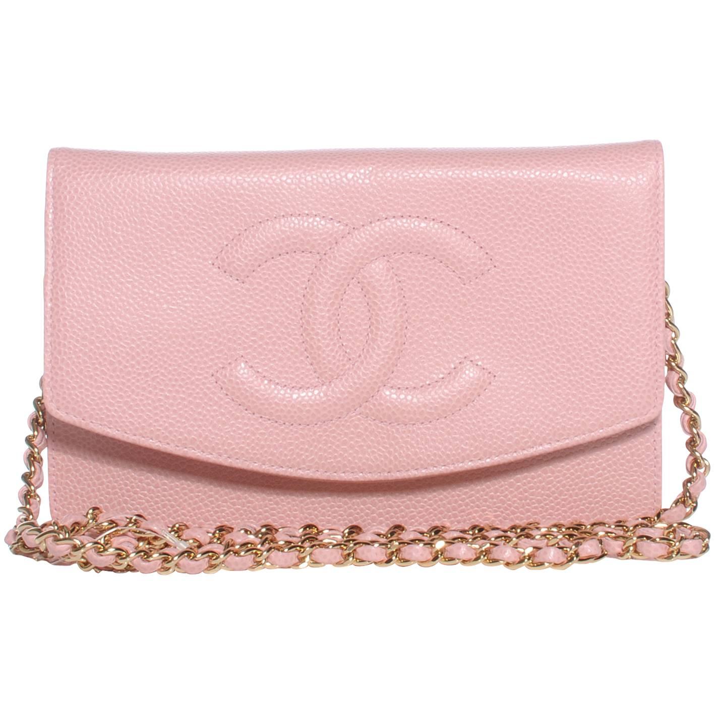 Chanel Rose Pink Caviar Leather WOC   For Sale