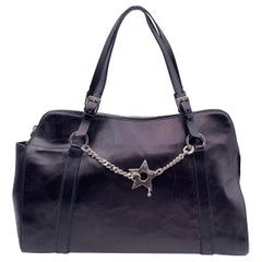 Christian Dior Black Leather Piercing Satchel Bowler Bag Handbag