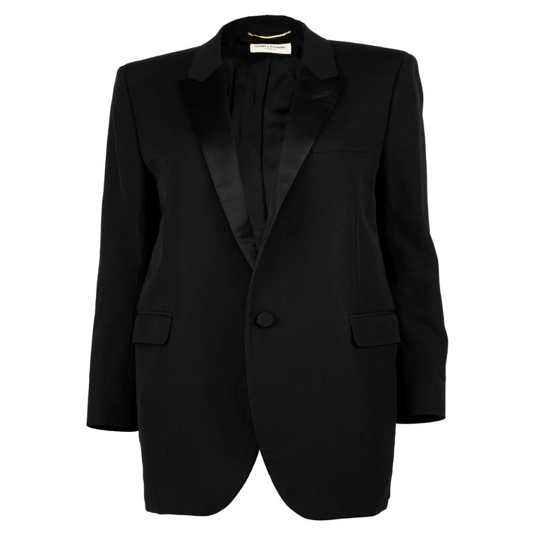 PreLoved Saint Laurent Women's Satin Lapel Blazer For Sale at 1stDibs