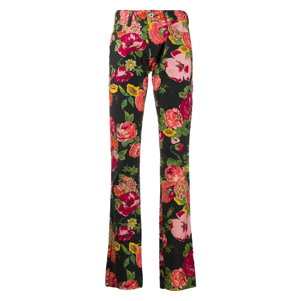  2000s Junya Watanabe Comme des Garçons Multicolor Floral Printed Trousers