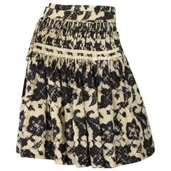 Dries Van Noten Black Black and Tan Pleated Silk Wrap Skirt Sz L rt. $650
