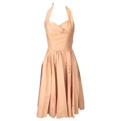 Vintage 1950s Carlye Pale Pink Halter Dress