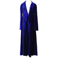 1990s Krizia Blue Velvet Evening Coat