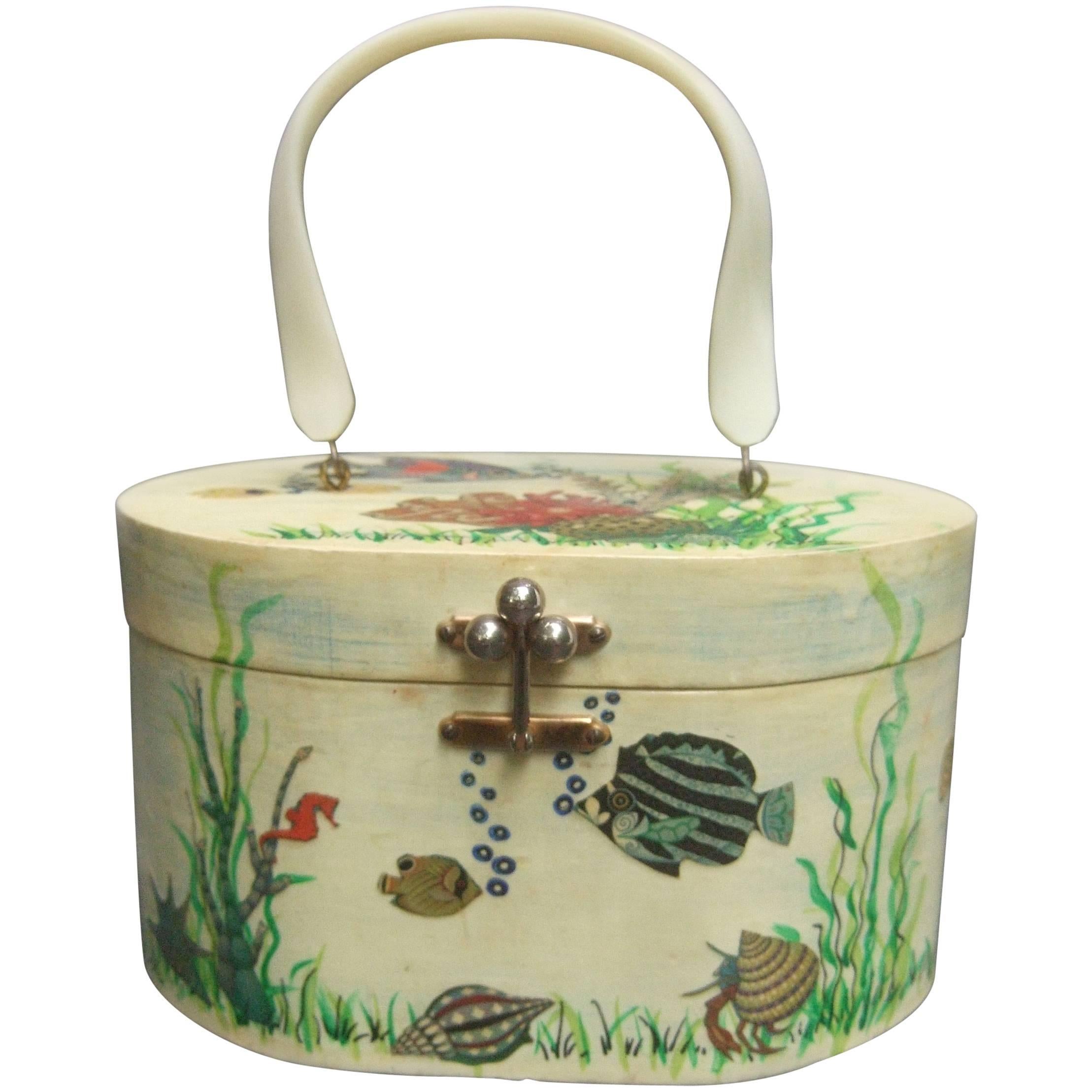 Whimsical Sea Life Decoupage Box Purse by Billie Ross of Palm Beach  For Sale