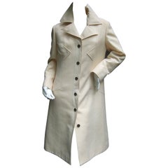 Pierre Cardin Creme Wool Car Coat. 1960's.