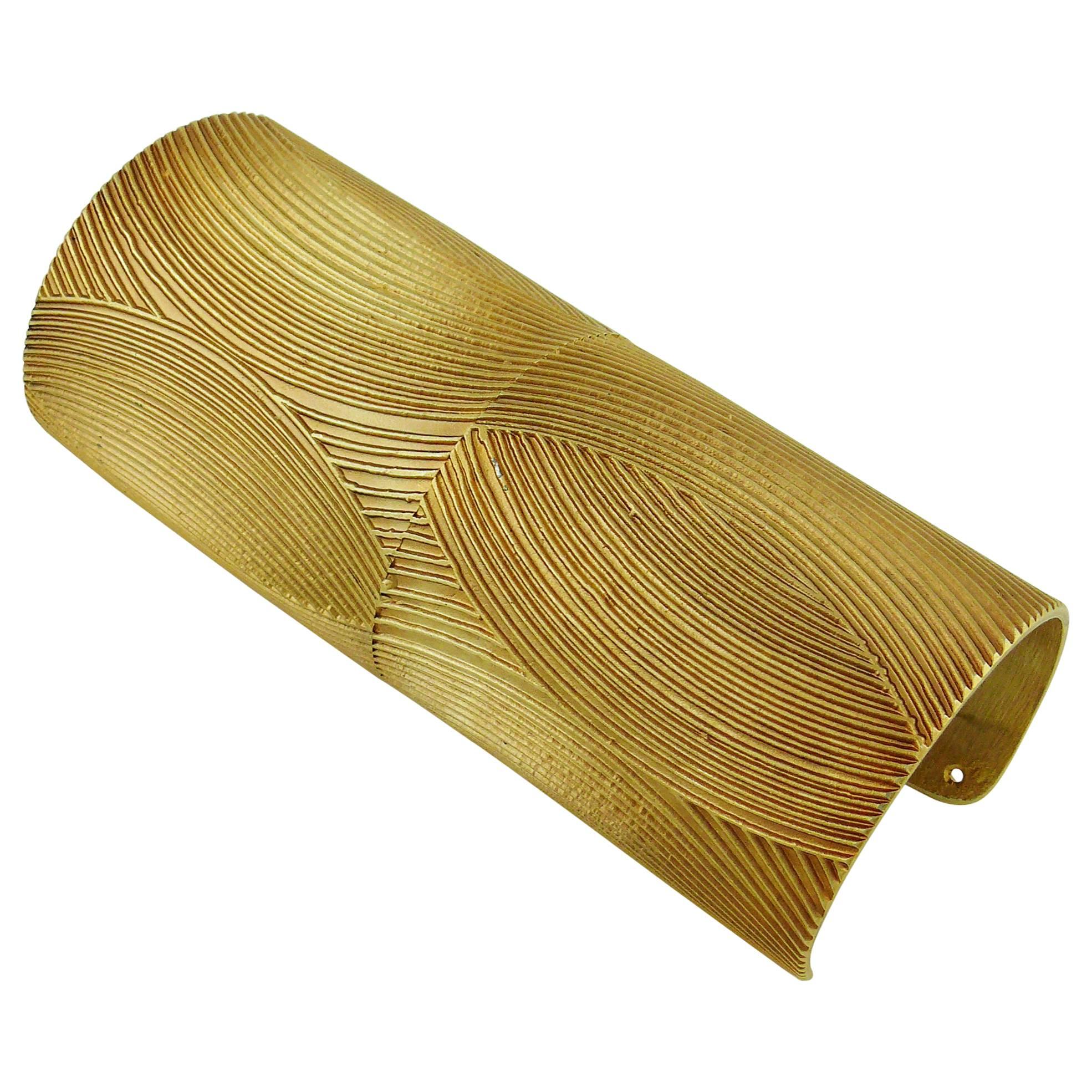 Krizia Vintage Huge Geometric Design Gold Tone Gladiator Style Cuff Bracelet