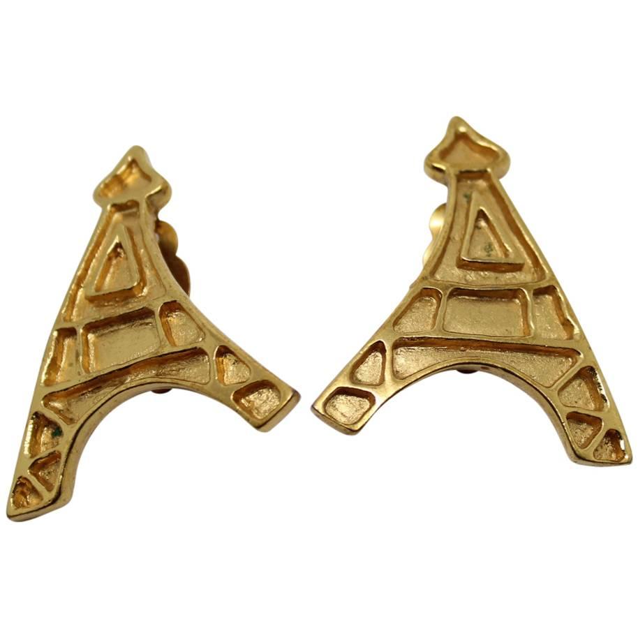 Yves Saint Laurent Vintage Gold plated Eiffel Tower Earrings