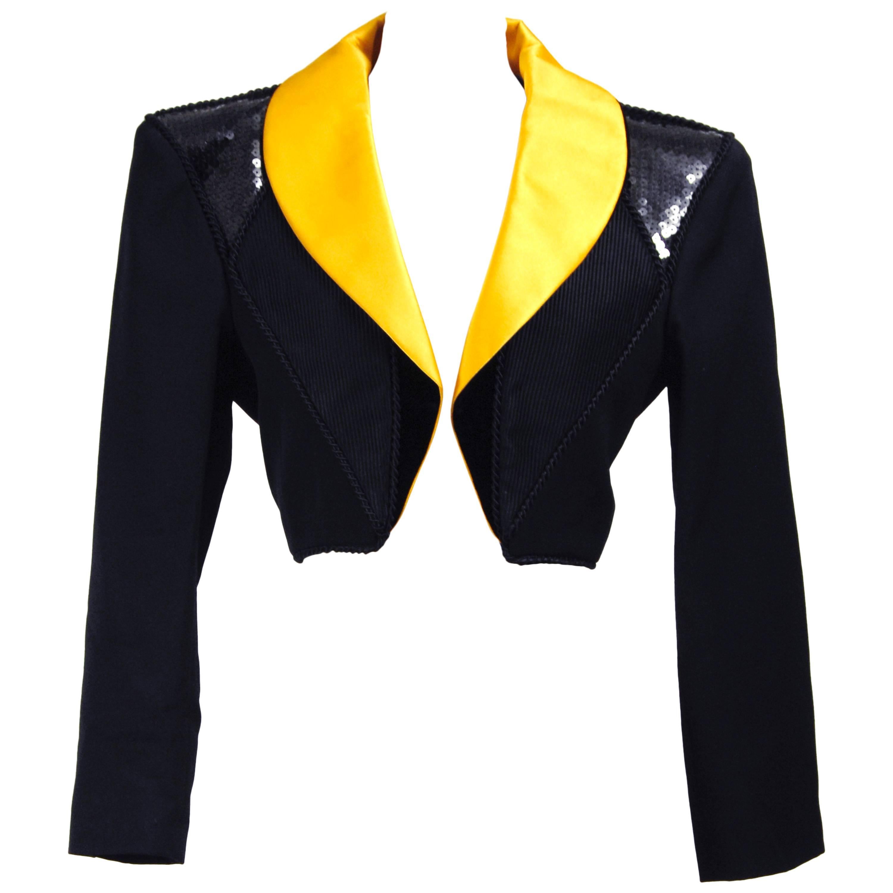  Saint Laurent Rive Gauche Tuxedo Bolero Jacket, 1980s  For Sale