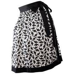 Iconic 80s Yves Saint Laurent Bird Print Wrap Skirt