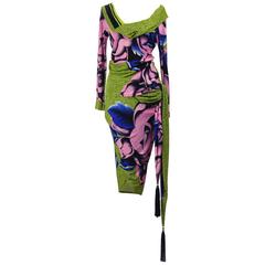 1990s Gianni Versace Neon Suit Dress 
