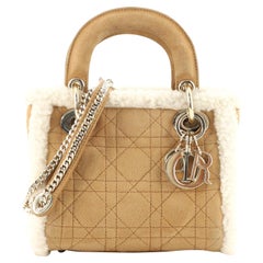 Christian Dior Lady Dior Chain Bag Cannage Quilt Shearling Mini