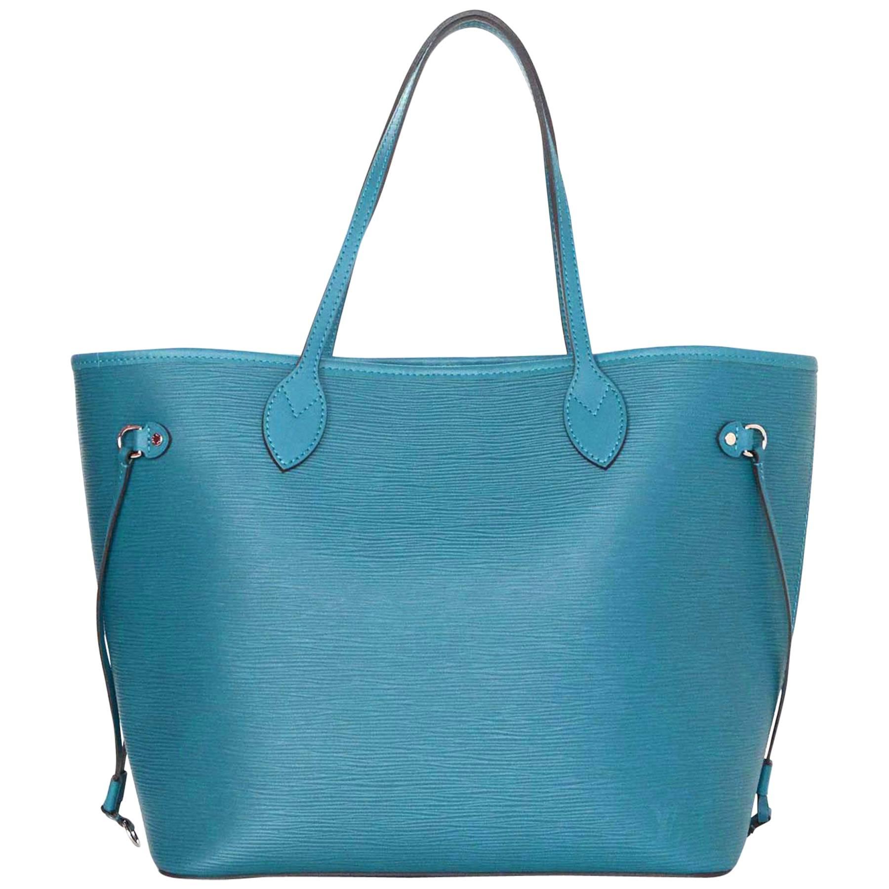 Louis Vuitton Cyan Neverfull MM Tote Bag w/ Insert SHW rt. $2, 050