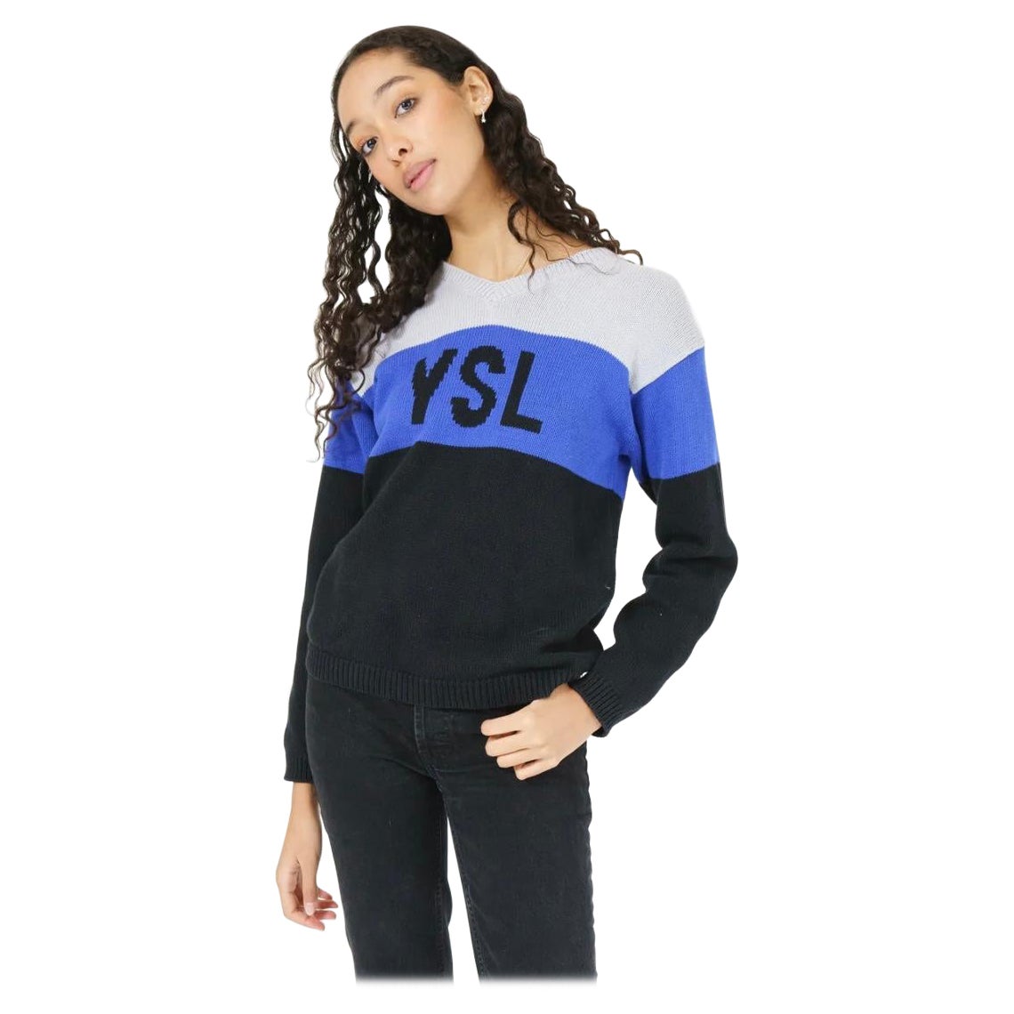 YSL Colorblock Knit Sweater For Sale