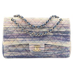 Chanel Classic Double Flap Bag Quilted Multicolor Denim Medium