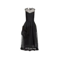 Teddy Feather Trim Tulle Dress