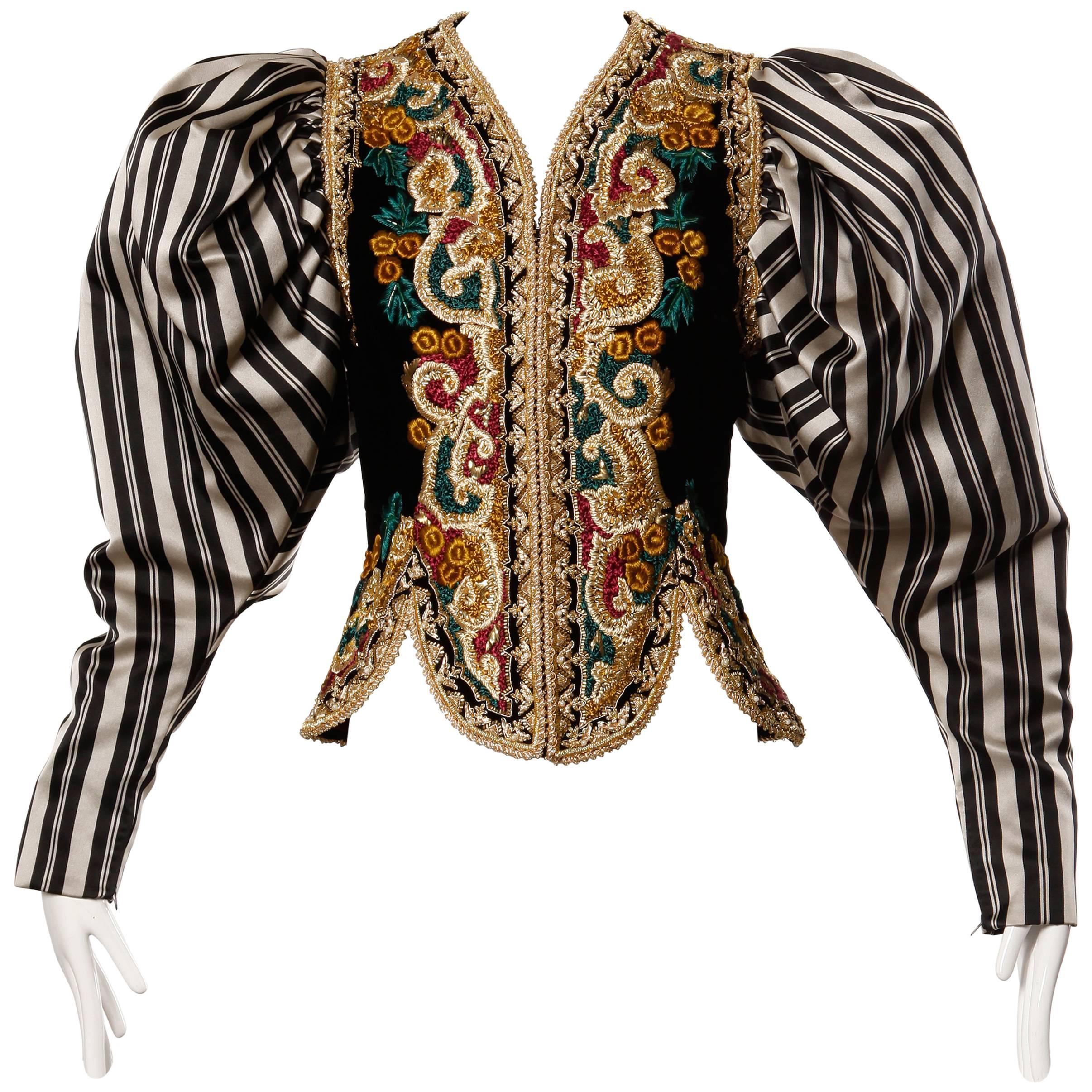 Museum Quality 1980s Vintage Oscar de la Renta Metallic Embroidered Jacket