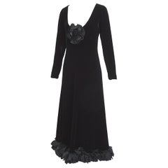 Yves Saint Laurent Haute Couture nr 28532 vintage 1960s velvet and ruffles dress