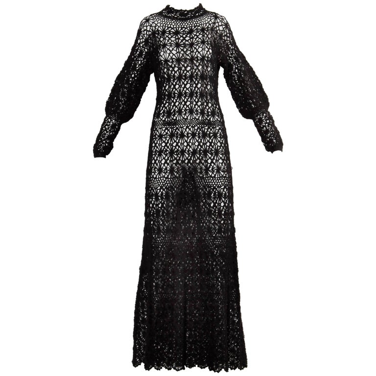 Black Hand Vintage Crochet Maxi Dress, 1970s at 1stDibs | vintage ...