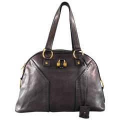 YVES SAINT LAURENT YSL MUSE Tote Handtasche aus schwarzem:: braunem Leder