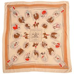 Rare 1946 Hermes Scarf Les Distractions Hippiques, A Chacun Son Cheval