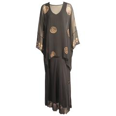 Textile Artist Marion Clayden Tie Dye Two Piece Silk Chiffon Evening Dress 10