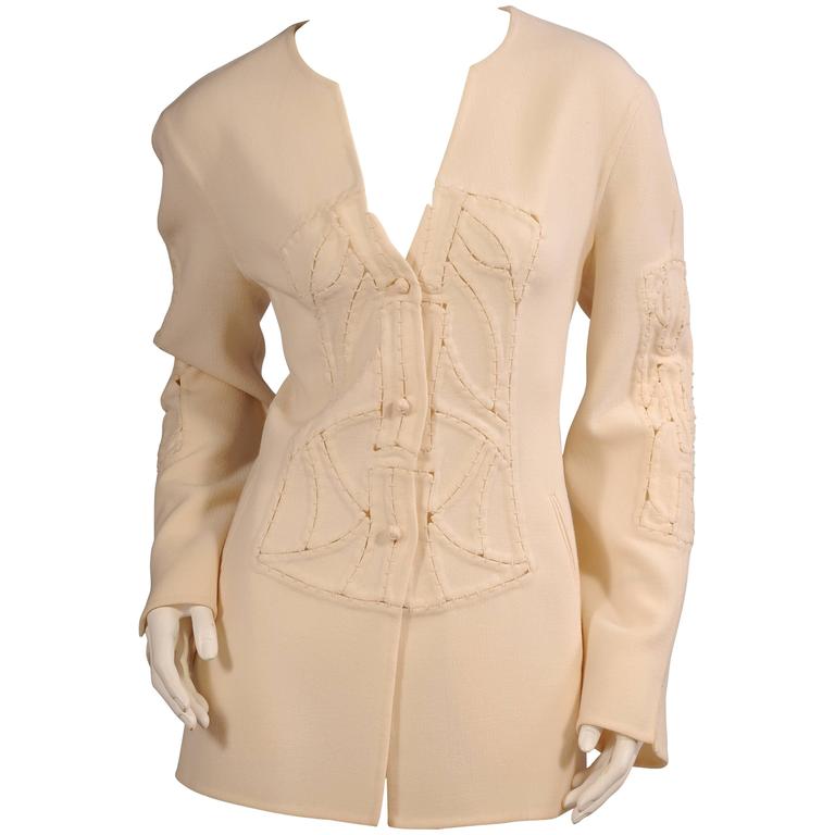 Jacket Hand Design | chado ralph rucci wool crepe jacket with hand pieced Jacket Hand Design | chado ralph rucci wool crepe jacket with hand pieced
