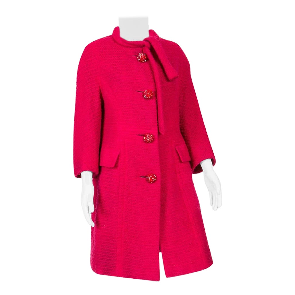 1960s Red Wool Marie Martine Coat For Sale