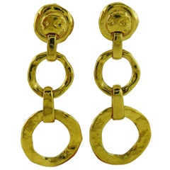 Yves Saint Laurent YSL Vintage Gold Tone Dangling Earrings