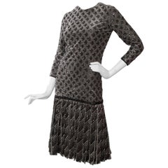 A 60s Dior Sequined Silver Lurex Cocktail Dress
