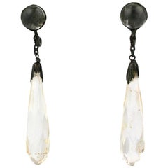 Art Deco Rock Crystal Faceted Drop Earrings