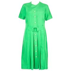 1960s Rare Molyneux Green Silk Dress 2