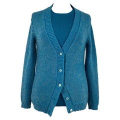 Prada cerulean winter twin set: cardigan and shirt