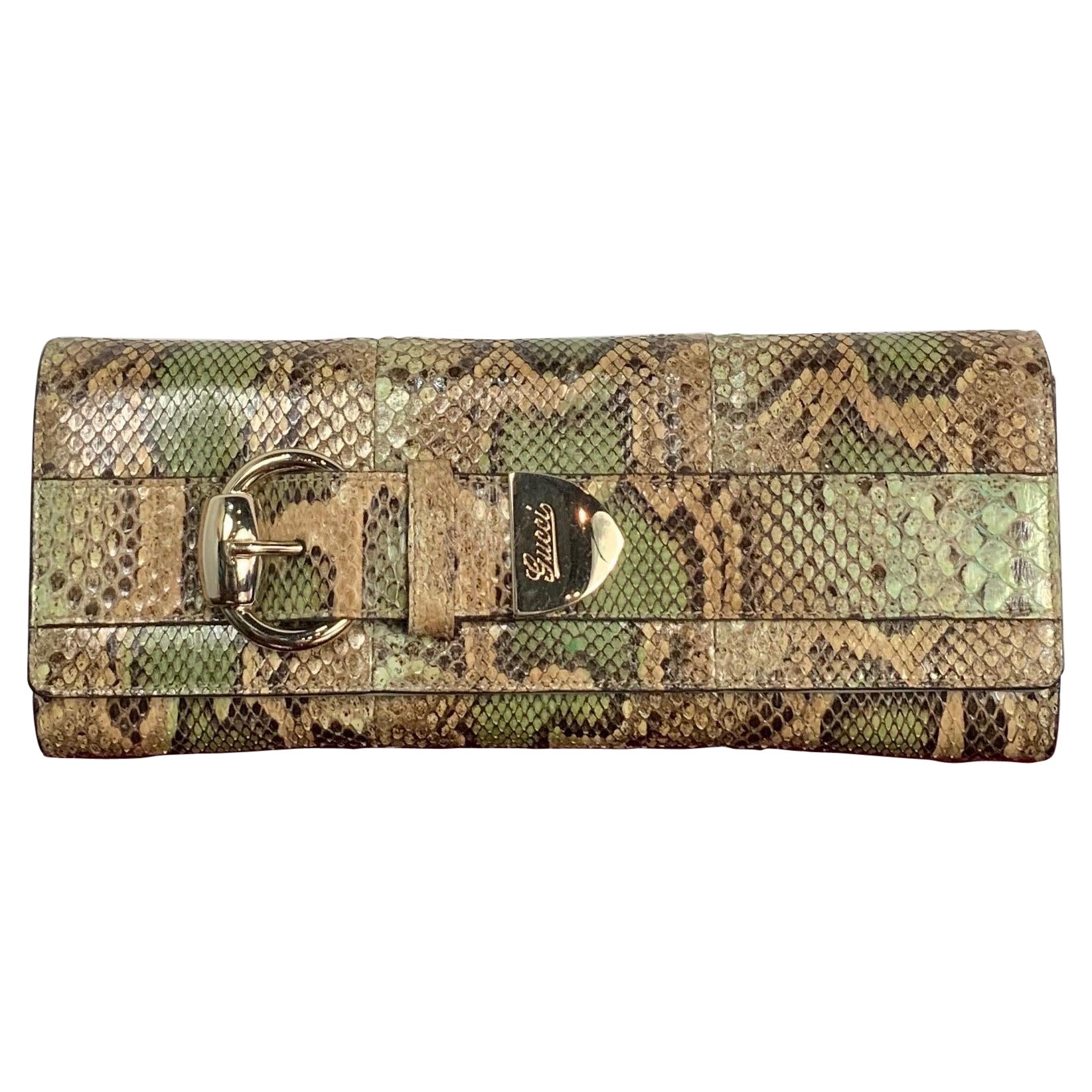 Gucci 90s Tom Ford Python Romy Clutch Bag For Sale