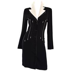 Vintage Escada Margaretha Ley Black and White ' Piano ' Dress Removable Collar 8