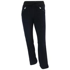 Chanel Navy and Black Terry Cloth Sweatpants with Sequin Side Trim - 38