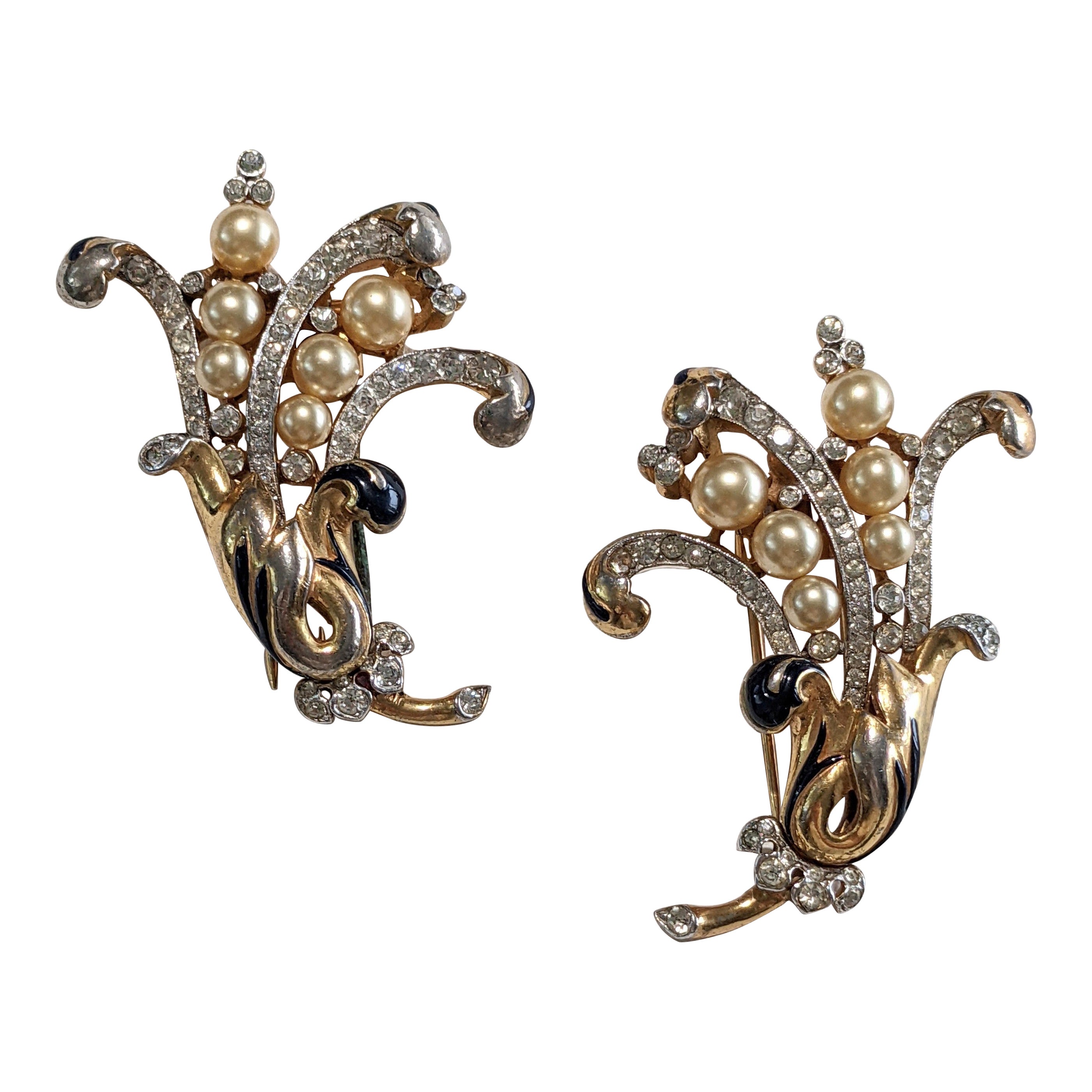 Pair of Trifari Eugenie Clips, Alfred Phillipe For Sale