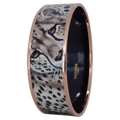 Hermès Enamel Bracelet Acinonyx Jubatus Cheetah Sable Rose Ghw Size 70