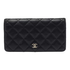 Chanel Black Quilted Leather L Yen Continental Wallet