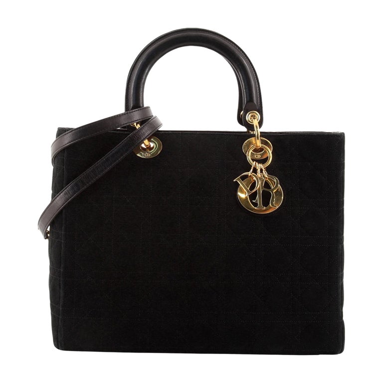 Christian Dior Lady Dior Bag Cannage Quilt Suede Large at 1stDibs