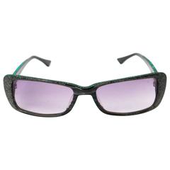 90s Judith Leiber Sunglasses with Green Swarovski Crystals 