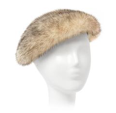 60s Natural Cream & Black Mink Hat with Satin Trim 1