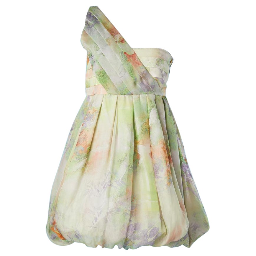 Asymmetrical pastel balloon cocktail silk dress Krizia Top NEW  For Sale