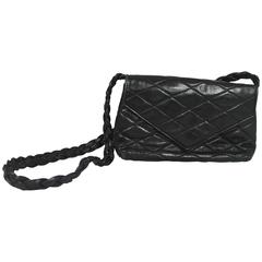 Chanel Vintage Black Quilted Lambskin Crossbody with Braided Strap - 1987