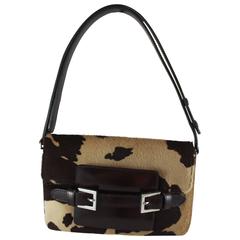 Fendi Spotted Tan and Brown Pony Hair Baguette - SHW 9